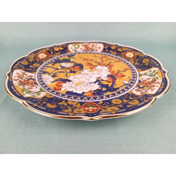 Japanese Porcelain Platter Decorative Plate Scalloped Edge Vintage Meiji Style - Picture 3 of 10
